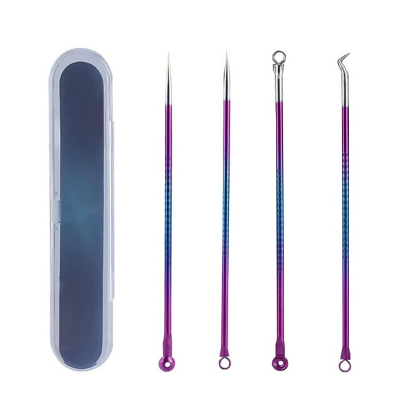 4PCS Acne Tool Kit Steel Blackhead Tweezers Kit Comedone Extractor with Case