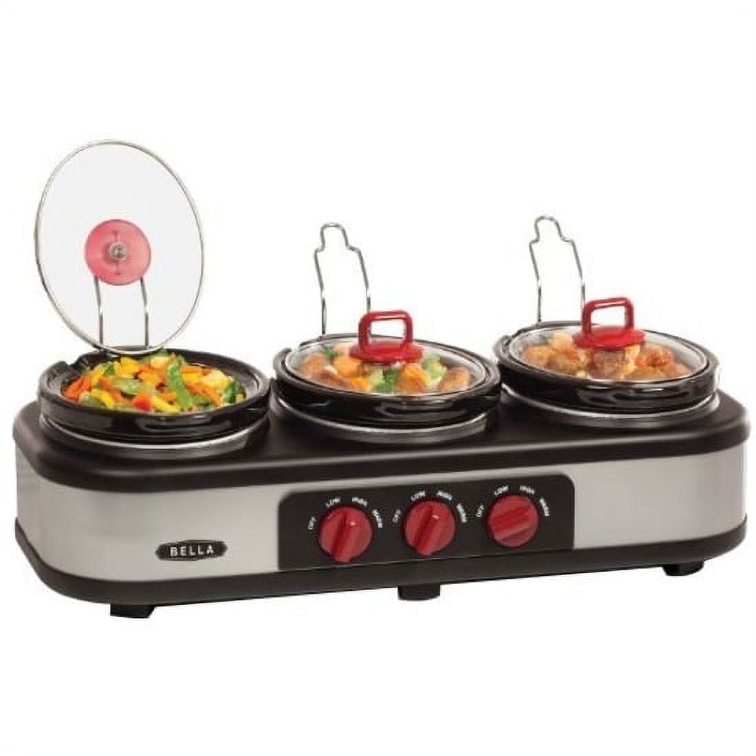 BELLA CUCINA 3 1.5 QUART TRIPLE SLOW COOKER PARTY EVENT BUFFET SERVING  STERNO