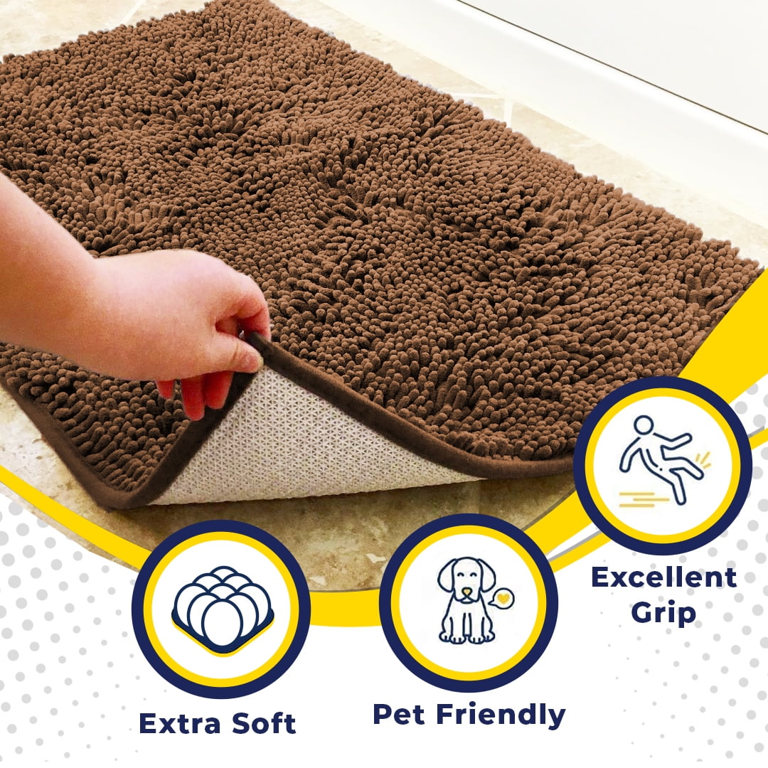 Tapis Chenille Super Absorbant Muddy Mat - Pour Pieds Boueux, Chien, Intérieur/extérieur, Lavable Machine - 10