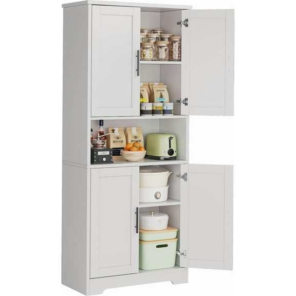 Kitchen Pantry Cabinet, Freestanding Pantry Storage Cabinet with Doors and Shelves, 70" Cupboard, Modern Tall Cabinet for Bathroom, Dining Room, Living Room