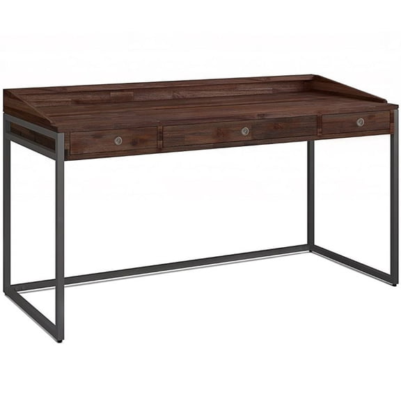 Allora 60" Industrial Solid Wood Computer Desk in Charcoal Brown