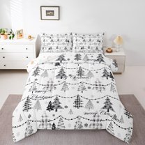 Manfei Xmas Tree 3 Pieces Queen Comforter Set for Teens Boys Girls,Merry Christmas Ultra Soft Bedding Sets,Happy New Year Bedding Comforter Set,Ultra Soft Home Decor,Reversible