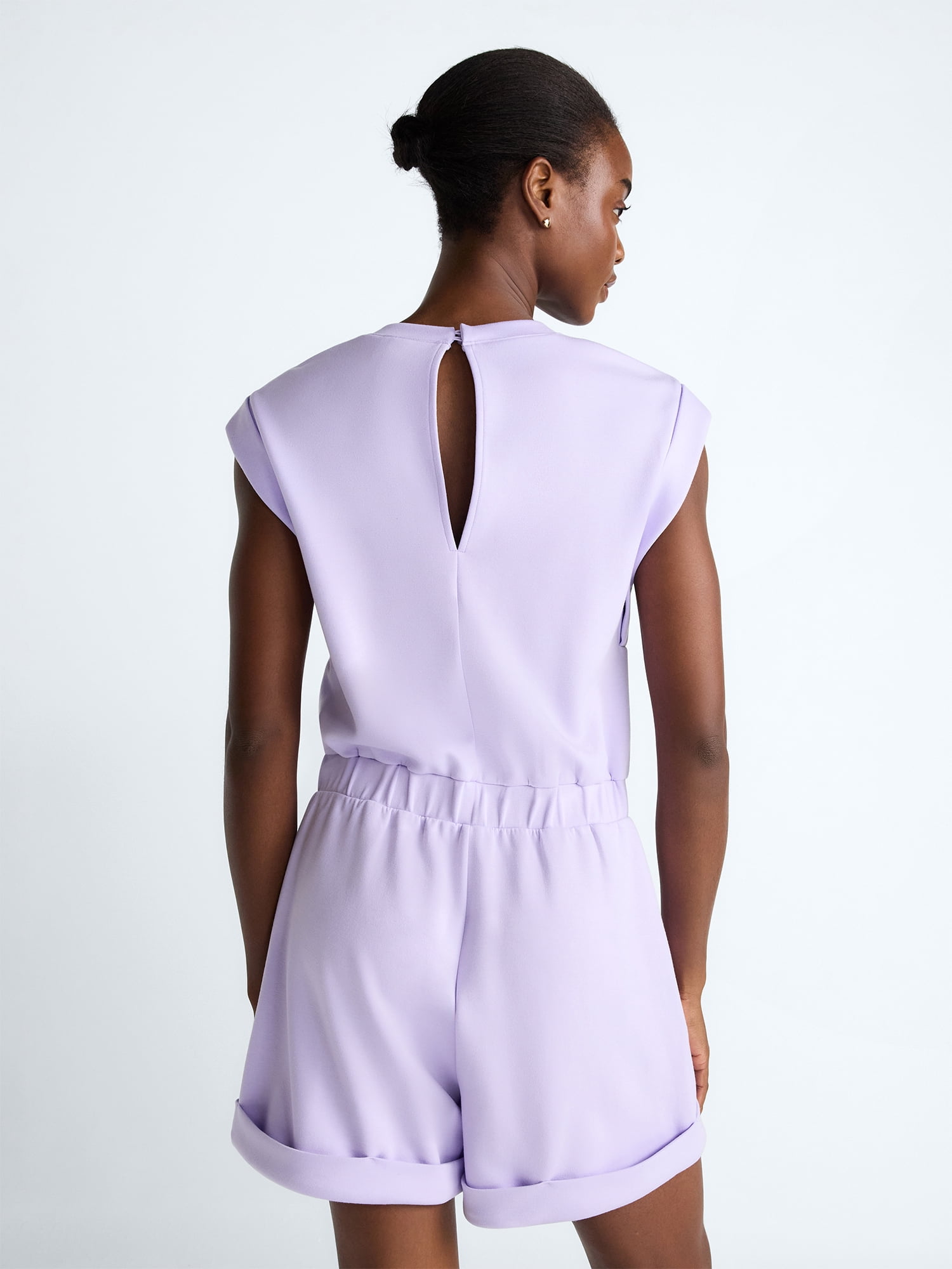 Scoop Women's and Women's Plus Scubaknit Crewneck Romper, Sizes XS-4X