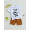 thumbnail image 3 of Coduop Baby Boys 2 Piece Outfit Set Letter Print Short Sleeve T-Shirt and Elastic Shorts Clothes, 3 of 8