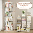 thumbnail image 2 of Aheaplus 6 Tier Rotating Bookshelf, Wood Spinning Bookshelf Tower, Round Revolving 360 Bookcase, Narrow Turning Book Shelf Rolling Corner Organizer for Small Space, Bedroom, Office, White, 2 of 14
