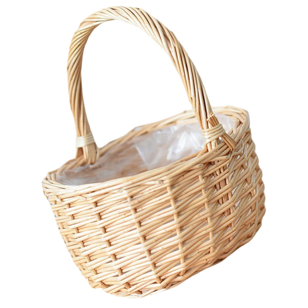 WEAVILUX multi-function picking basket Woven Basket Rattan present Home Owners Easter Celebration 1Pcs