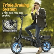 Foldable Electric Bike for Adults and Teens,14 Inch Tire 500W Rear Wheel Drive Motor with 48V 15.6Ah Removable Lithium Battery Two Seats UL2849