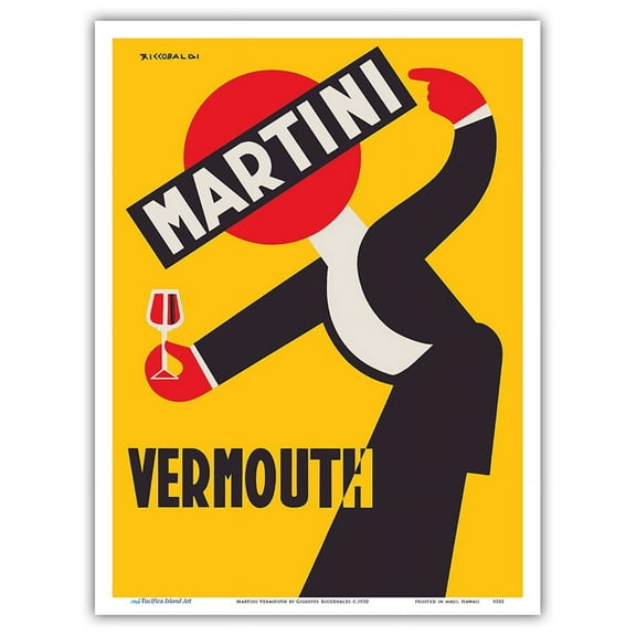 Martini Vermouth Liquor - Martini & Rossi - Vintage Advertising Poster by Giuseppe Riccobaldi c.1930 - Master Art Print (Unframed) 9in x 12in