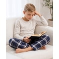 thumbnail image 6 of Pogiun Boys Pajama Pants Soft Micro Fleece Pajama Bottoms for Kids Printed Plaid Design Boy's Sleepwear Navy/White 10-12y, 6 of 6
