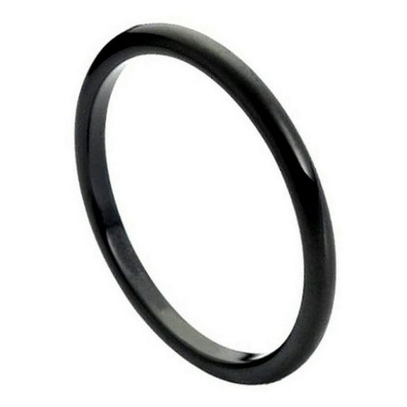 2mm Tungsten Carbide Black Classic Domed Wedding Band Ring For Men Or Ladies