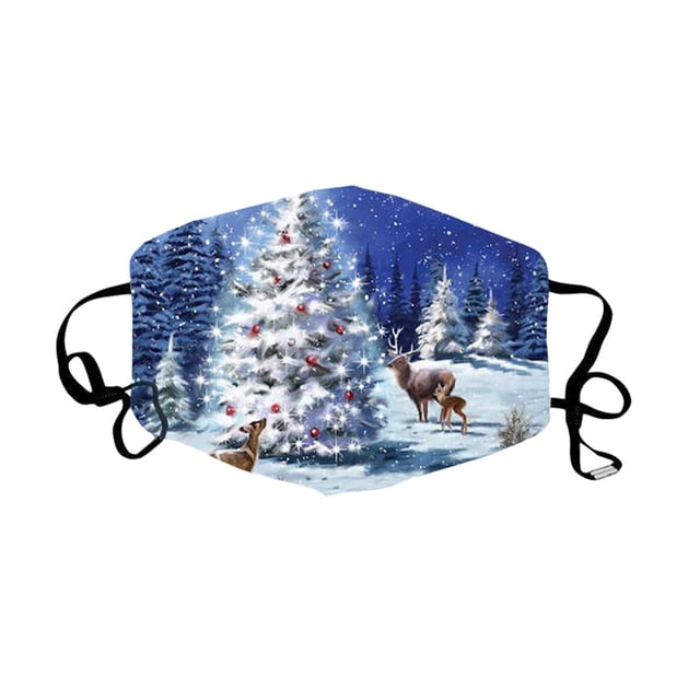 Langgg Christmas Themed Face Mask Dustproof Breathable Printing Mask with Elastic Ear Band Type 9
