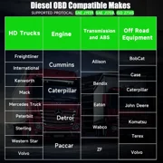 ANCEL Heavy Duty Truck Scanner Bluetooth, All System Diesel Truck Diagnostic Tool with D-P-F Regen for Cummins&Caterpillar, Diesel Truck Scan Tool HDOBD Truck Car Code Reader, Lifetime Free Update