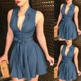 thumbnail image 1 of Robe Moulante d'Été en Denim Sans Manches Robe Courte Soirée Mini Robes, 1 of 4