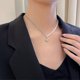 thumbnail image 3 of Gargantilla de perlas de agua dulce y collar de corazón de melocotón de titanio bañado en oro de 18 k. Código de modelo 30652, 3 of 5