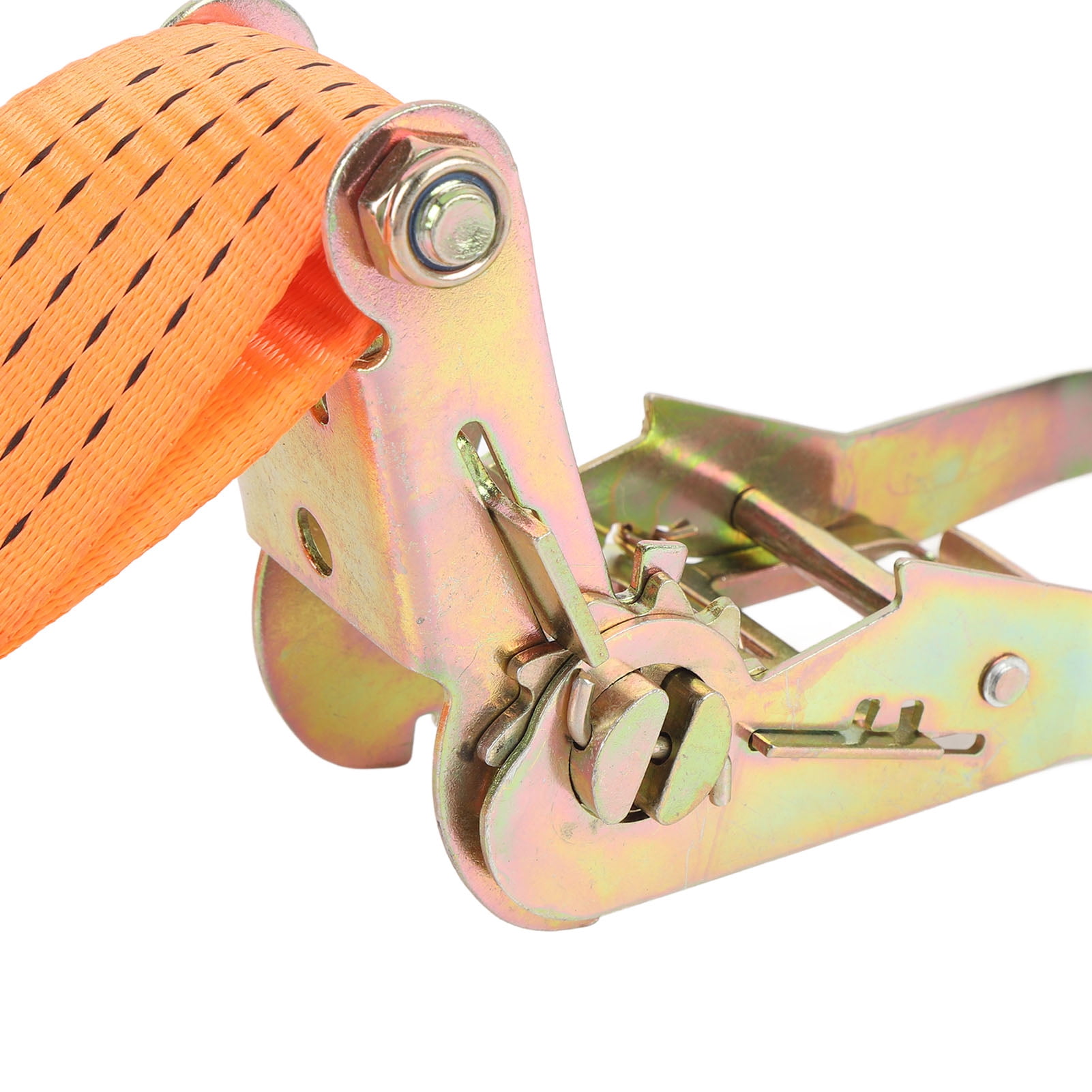 YAHHU 1 Set 2 Inch x 32.8 ft (10m) Heavy Duty Ratchet Tie Down Strap, Carbon Steel & Nylon, Orange Double J-Hook, 5511 lbs Working Load, 11023 lbs Breaking Load