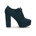 thumbnail image 3 of BLISSFUL STEP Women's Platform Block Heel Lace Up Booties Navy Blue 8, 3 of 6