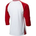 thumbnail image 3 of Complete Game 3/4 Sleeve Baseball Shirt, Adult 2X-Large, White with Scarlet Sleeves, 3 of 3
