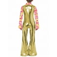 thumbnail image 3 of Haitryli Child Retro S Disco Outfit Boys Metallic Fabric Long Sleeve Zip Front Flared Pants Jumpsuit Gold 8, 3 of 6
