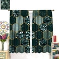 thumbnail image 4 of Marble Curtains, Marbles Hexagon Gold Green Texture Pattern Window Treatments, Rod Pocket Thermal Insulated Drapes 2 Panel Sets for Bedroom Living Room Kitchen, 55" W X 39" L, 4 of 8
