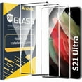 thumbnail image 1 of ccwonima 3 Pack Galaxy S21 Ultra Screen Protector, 9H Tempered Glass, Ultrasonic Fingerprint Support, 3D Curved,HD Clear Scratch Resistant for Samsung Galaxy S21 Ultra 5G Glass Screen Protector, 1 of 1