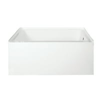 Aqua Eden VTDE483222R 48-Inch Acrylic Rectangular 3-Wall Alcove Tub, Right Hand Drain Hole in Glossy White