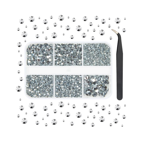 DESIGNICE Metallic Silver Resin Flatback Rhinestones for Bedazzling Crafting 2Mm 3Mm 4Mm 6Mm Mine Silver Stones Gems for Nails Face Eyes Makeup Tumblers Mugs Diy Crafts Clothes Shoes Phones Scrapbook