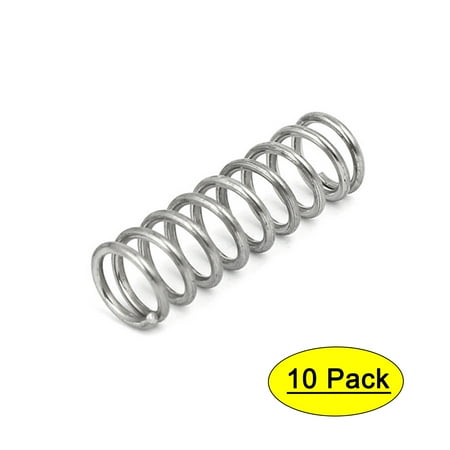 

1mmx8mmx25mm 304 Stainless Steel Compression Springs Silver Tone 10pcs