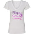 thumbnail image 3 of Inktastic Purple Happy Birthday Mommy Women's V-Neck T-Shirt, 3 of 5