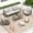 4PCS 3-Seat Sofa+Fixed Chairs-Grey, variant on HAPPATIO 4-Pc Aluminum Patio Sofa Set, Outdoor Conversation set, Loveseat, Single Sofa x2, Coffee Table, Rope Design Backrest, for Yard, Deck, Porch
