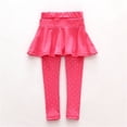 thumbnail image 3 of Actoyo Little Girls Footless Leggings with Ruffle Tutu Skirt Polka Dot Rose red 6-7 Years, 3 of 6