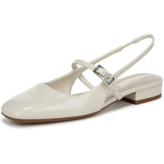 Franco Sarto Women's Destin Slingback Flat Pearl White Patent 11M