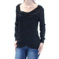 thumbnail image 2 of INC Womens Black Metallic Long Sleeve Scoop Neck Faux Wrap Top L, 2 of 3