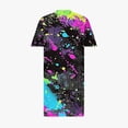 thumbnail image 5 of Pisexur Robes d'Été pour Femmes Mode Multicolore à Imprimé Floral Robe Soleil Décontractée Ample à Col en V à Manches Courtes Robes T-Shirt Fluides Surdimensionnées Robe Soleil avec Poches Grande Taille Robe Midi G-5TG, 5 of 5