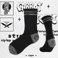 thumbnail image 3 of Black Calcetines Harajuku de doble raya para hombre y mujer, medias de tubo medio informales de punto acanalado de algodón peinado para deportes al aire libre, 3 of 5