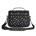 thumbnail image 2 of Dinosaur and Planet Black Pattern Insulated Lunch Box for Women Men, Medium Leakproof Cooler Bag with Adjustable Strap, 10"x6.7"x8", 2 of 6