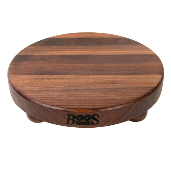 John Boos B Series Round Wood Cutting Board with Feet, 12" x 12", Walnut