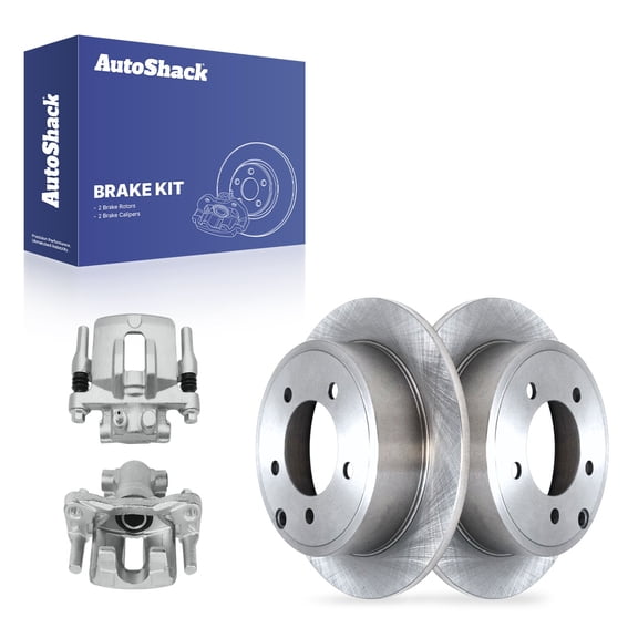 AutoShack Rear Solid Brake Rotors   Calipers 4-PC Brake Kit Replacement for 2007-2017 Jeep Patriot 2007-2017 Jeep Compass 2008-2014 Dodge Avenger 2011-2014 Chrysler 200 10.31" (262 mm)