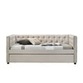 thumbnail image 2 of Full Daybed with Twin Trundle, Upholstered Tufted Sofa Bed with Button Copper Nail on Square Arms, Heavy Duty Wood Slat Support Sofa Bed for Living Room, No Box Spring Needed, Beige, 2 of 4