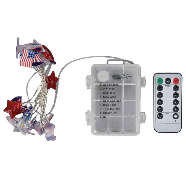 Oubit Star Drapeau Américain String Lights,Independence Day Light String Lights Décoratifs Lights Day Décor Lights Très Polyvalent