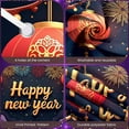 thumbnail image 4 of Red Theme New Year Banner Gold Lettering Happy New Year Display Lantern Design Firework Pattern Festive Backdrop for New Year Party Home Decoration Indoor Celebration, 4 of 9