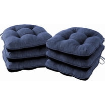 Chair Cushions for Dining Chairs Set of 6, Kitchen Chair Cushions, Chair Pads with Ties and Non Slip Backing, Tufted Memory Foam Seat Cushion 6 Pack, 15.5" x 15.5" x 4", Navy Blue