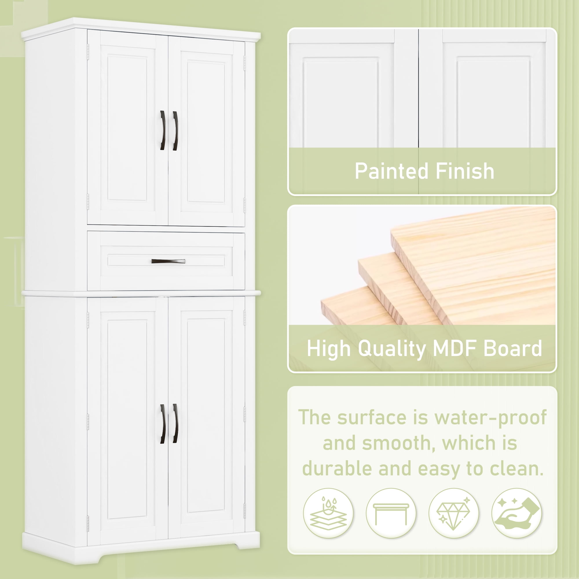 Euroco Bathroom Storage Cabinet with Multi-Functional Storage Space, Drawer with Slide Rails, Adjustable Shelf