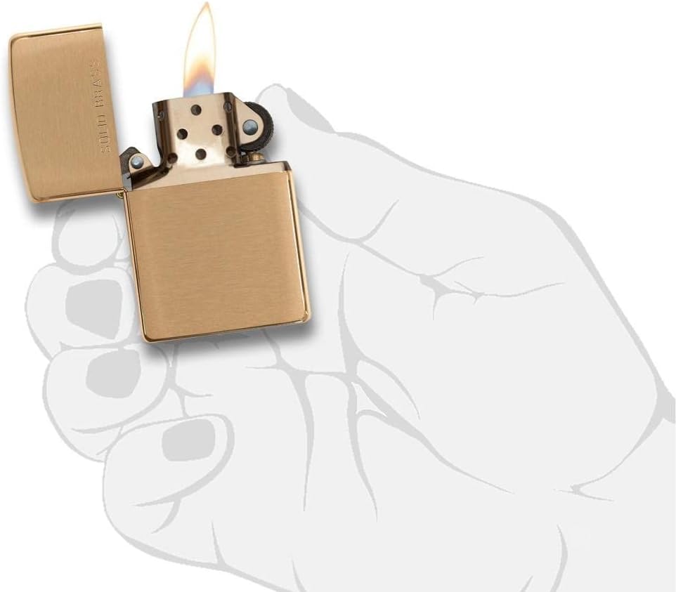 Zippo Lighter - Personalized Custom Message Engrave on Brass Zippo Lighter (Solid Brush 204)