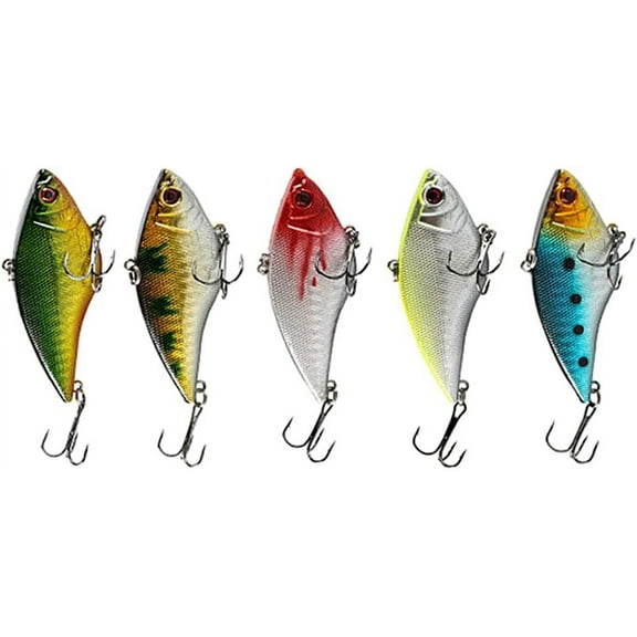 Zkca Lipless Crankbait, Rattle Trap Fishing Lures for Freshwater Saltwater, Lipless Crankbaits for Bass Fishing Lure Set for Bass Trout Walleye Redfish Pike, 5Pcs with Box A417