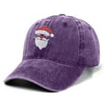 thumbnail image 3 of GBSYEWXS Men Baseball Cap Cartoon Print Washed Distressed All-Season Christmas Purple Polyester Hat, 3 of 6