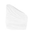 thumbnail image 3 of Timegard Tank Top for Women Solid Color 1 Shoulder Cropped Comfy Fitting Slim Ruched Casual Tee Top, 3 of 3