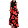 thumbnail image 2 of Nuoqisi Women's Long Dress Summer Casual Sleeveless V-Neck Maxi Dress Swing Dresses Holiday, 2 of 5