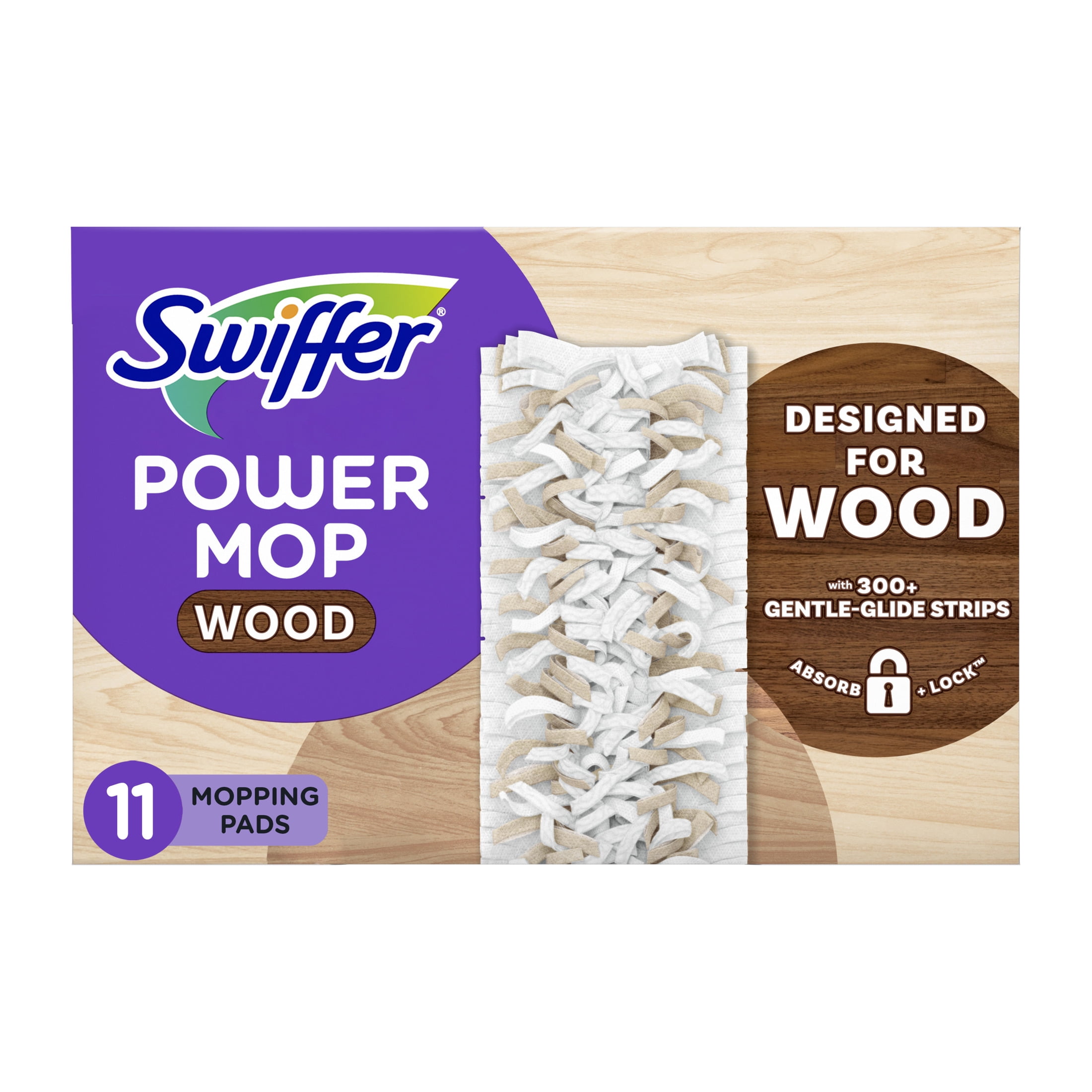 Swiffer PowerMop Wood Mopping Pad Refills for Floor Cleaning, 11 count