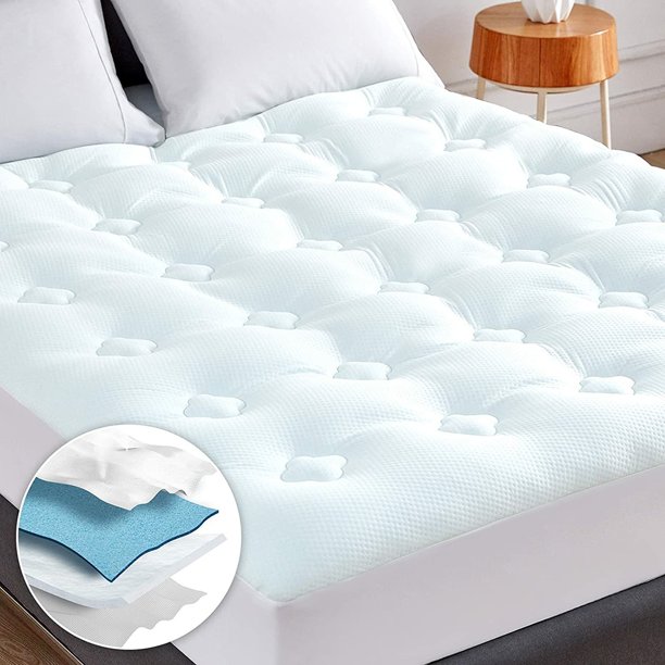 King Memory Foam Mattress Pad, Mattress Topper, Cooling Gel Bamboo