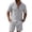 Mens Two Piece Sets - Gray, variant on Maqroz Mens 2 Piece Outfits Button Down Lapel Top Drawstring Elastic Waist Shorts Linen Like Breathable Sets Summer Solid Casual Fashion Wear with Pockets